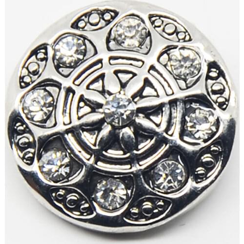 Clear Crystal Metal Round Snap Button Style Charm For DIY Jewelry