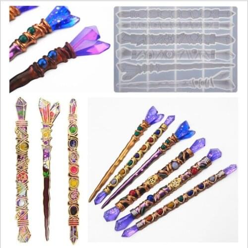 Transparent Silicone Mould Resin Decorative Craft DIY Crystal icicle Magic wand scepter hairpin Scepter Mold Epoxy Resin Molds