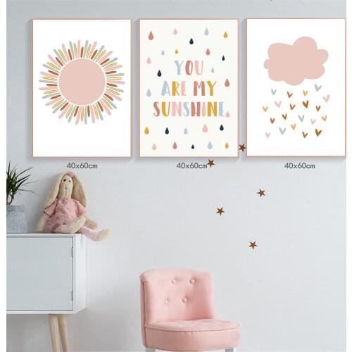 Sunshine Rainbow Canvas Painting Child Print Abstract Nursery Wall Prints Cloud Poster Nordic Wall Pictures Kids Room Decoration