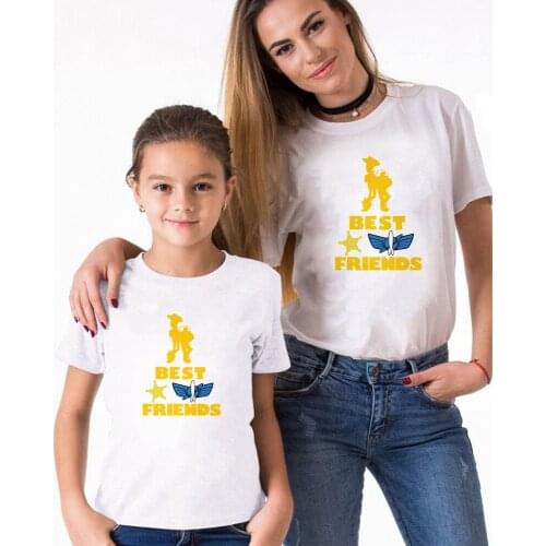 Family Matching T Shirts Best Friends Toy Story Cute Cartoon Kawaii Girl Boy Clothes Kids Children T-shirts Harajuku Family Tops