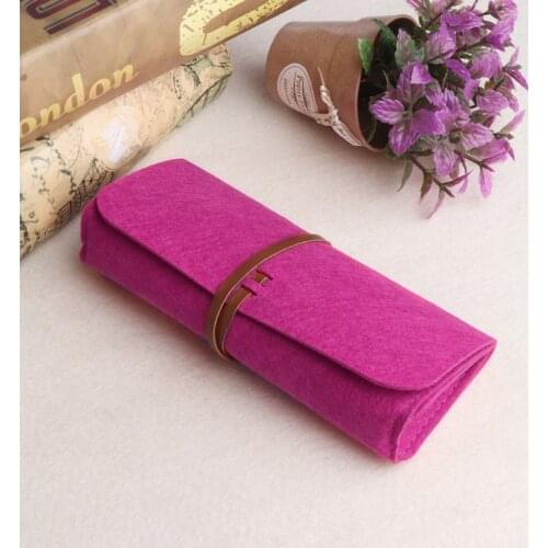 Felt Sunglasses Bags Cases Portable Soft Glasses Package Accessories Belt Closure