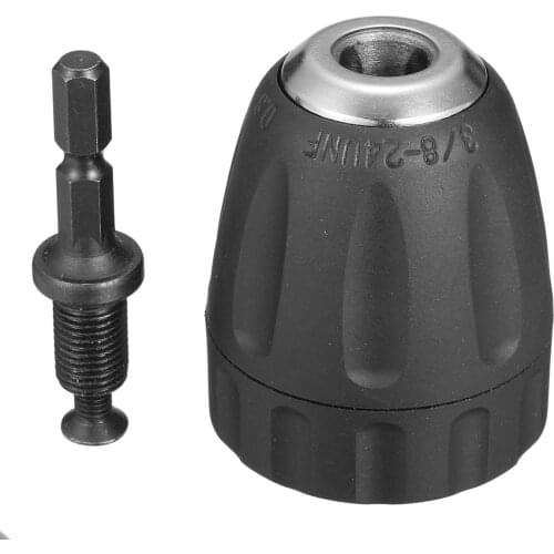 0.8-10mm Keyless Drill Chuck Converter 3/8 Inch 24UNF with 1/4 Inch Hex Shank SDS Adapter