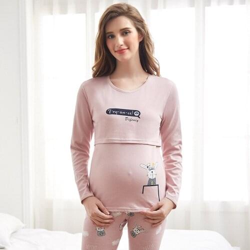 High Quality Breastfeeding Maternity Sleepwear Cotton Pajamas For Pregnancy Women Cartoon Pregnancy Clothes Ropa Mujer