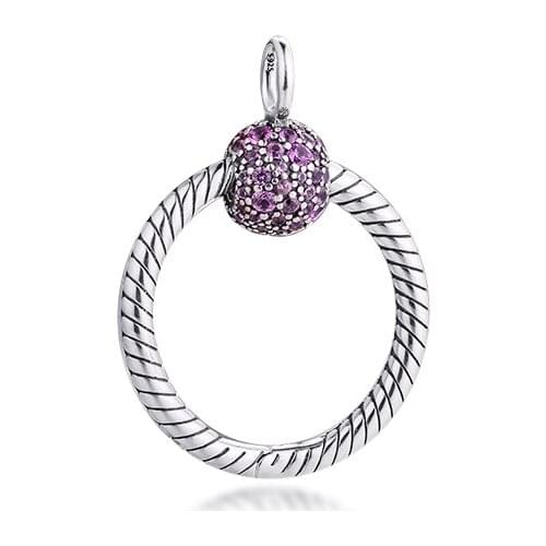 100% 925 Sterling Silver Jewelry Moments Small Pink Pave O Pendant for Women S925 Original Necklaces & Pendants Without Chain