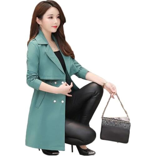 Windbreaker Female 2020 Spring Autumn New Korean Elegant Long Women Jacket Plus Size Women Windbreaker Coat Femme Tops 3XL H131