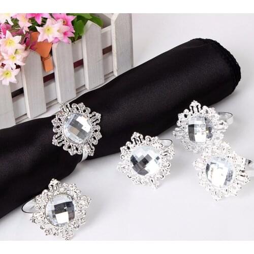 12pcs/lot beautiful Diamond Napkin Ring Serviette Holder Wedding Banquet Dinner Decor Favor