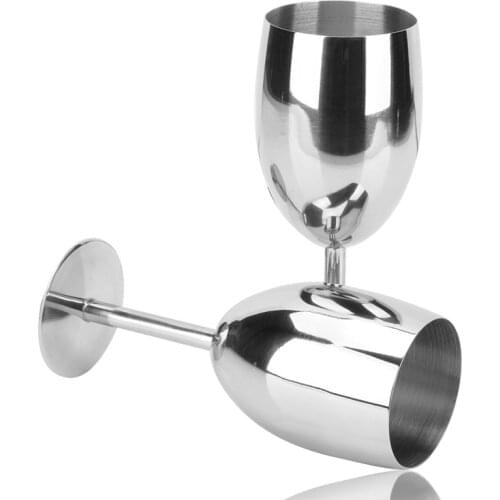 2 Pcs/Lot 265ml Stainless Steel Wine Cup Glass Silver Goblet Juice Drink Metal Cups Champagne Goblet Party Barware Kitchen Tools