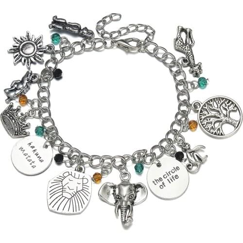 20 pcs Hakuna Matata Lion Charm Bracelet Simba Cartoon Animal Jewelry Kids Gift The Circle Of Life Bangle Bracelet Wholesale