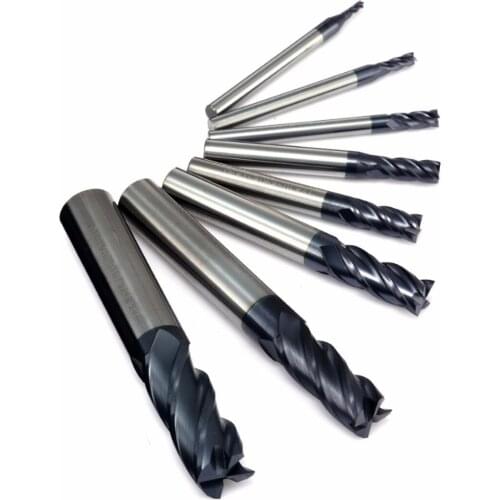 4 Flute Solid Carbide End Mill 45 Degree End Mill 1/2/3/4/6/8/10/12mm Milling Cutter Tungsten Steel