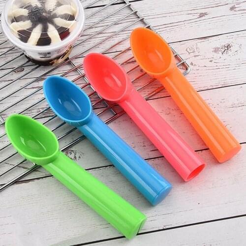 4pcs Colorful Ice Cream Spoon Food -Grade Plastic Dig Ice Cream Ball Watermelon Fruit Digging Spherical Shape Cream Tools