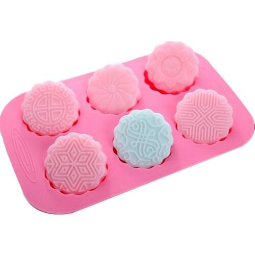 6 Cavity 6CM Floral Silicone Soap Mould Non-stick Kitchen Bakeware Cake Mould Silicone Mold for Soap Making Cake Baking Tool