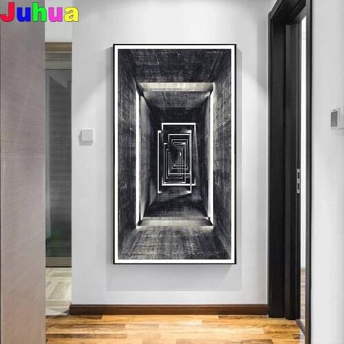 Retro Abstract Geometric Space 5D diy Diamond Painting Visual Art Wall Infinite Corridor diamond embroidery gift mosaic diamond