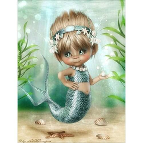 5d diy Diamond Embroidery Cartoon mermaid diamond Painting rhinestones pictures Cross-Stitch Christmas Gift Home Decor