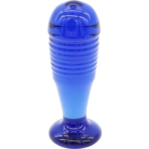 DOMI Sex Shop Waterproof Crystal Glass Anal Plug Dildos Anal Butt Plug Sex Product Toys Blue