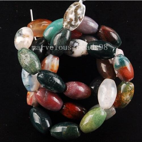 Free Shipping Beautiful jewelry 8x12mm Multicolor Carnelian Rice Loose Beads PG6516