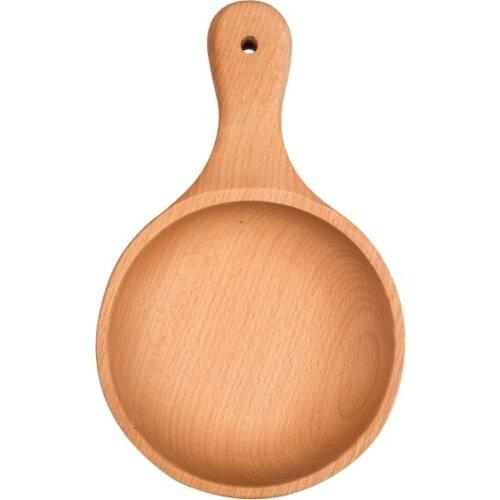 Whole Wooden Bowl Dessert Bowl Creative Tableware Beech Handle Bowl Kimchi Bowl Wooden Special Snack Bowl Salad Bowl