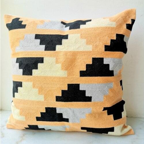 Embroidery Cushion Cover Geometric Skin Grey Pillow Case with Embroidered For Sofa Seat Simple Home Decor 45*45cm