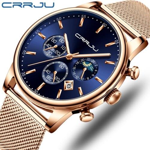 CRRJU Top Brand Luxury Mens Watches Casual Fashion Watch Men Waterproof wristwatch Analog Quartz Watch Relogio Masculino