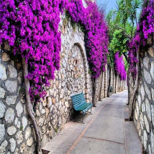 Beibehang Home Decor European street Wisteria Hotel Background Modern Mural for Living Room Murales De Pared 3d Wallpaper