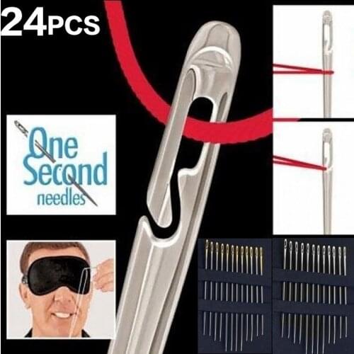 12pcs Sewing Needles 3.6-4.2cm Side Opening Hole Fast Throughing Stainless Steel Darning Hand Needle Tools Home Diy Jewelry