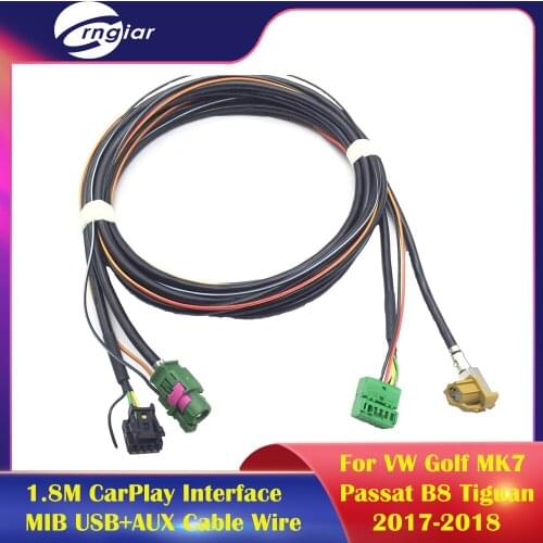 1.8M CarPlay Interface MIB USB+AUX Cable wire for VW Golf MK7 7 Passat B8 Tiguan 2017-2018