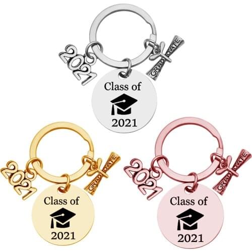 Class Of 2021 Graduate Keychain Stainless Steel University Keyring Gifts For Classmates