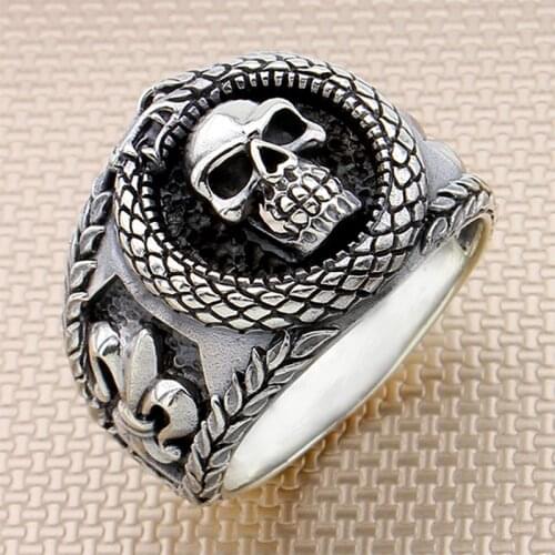 Mens Ring Gothic Skull Design Sterling Silver Ring 925 For Men For Women Handmade Gift For Him Real Pure Silver Turkish Jewelry
