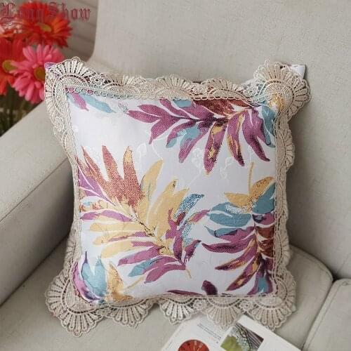 LongShow 45x45cm Square Pillow Case Red Pink White Colour Home Decorative Creative Retro European Style Jacquard Pillow Cover