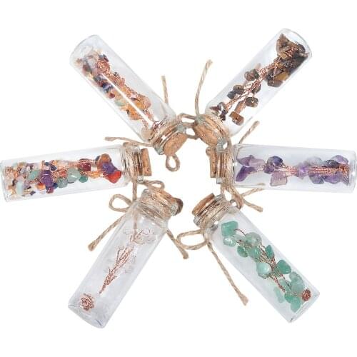 Natural Crystal Gravel Tree Of Life Wishing Bottles Chip Mineral Semi-Precious Stones For Home Doceration Souvenir Gifts