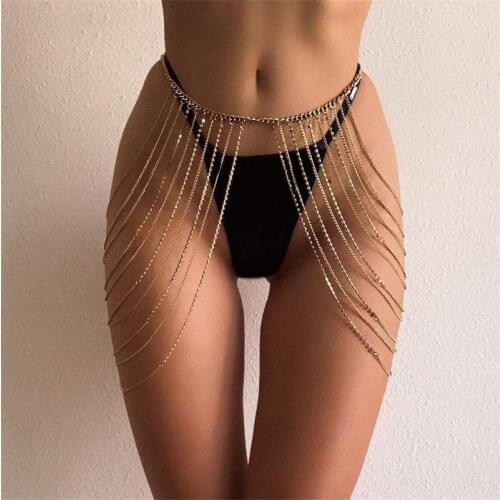 Sexy Waist Chain Fashion Body Chain with Several Tassel Style Mental Chains Accessory Go with Pants or Skirts