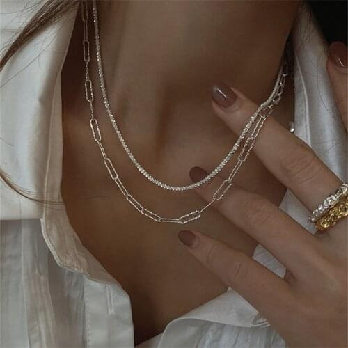 Fashion Lady Gypsophila Chain Necklaces Girl Engagement Bijou Trendy Silver 925 Necklace For Lady Clavicle Accessories