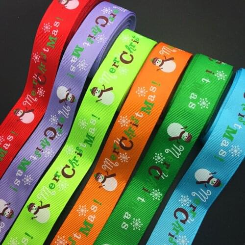 Wholesale 5 Yards 1Inch 25mm Wide Snowman Printed Grosgrain Ribbon Hair Bow/Christmas/wedding DIY Sewing Craft #002