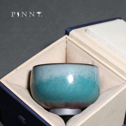 PINNY 100ML Retro Ceramic Kung Fu Master Cup Pigmented Traditional Chinese Teacups Heat ResistantTea Bowl