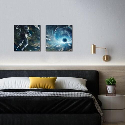 Astronauts and Earth Black Holes Posters and Prints Cartoon Picture for Bedroom Home Wall Decor Modern Artwork Wall Art Dropship