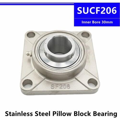 SUCF206 Stainless Steel Pillow Block Bearing Inner Bore 30mm Unit Mounted Housing Outer Spherical Square Bearing With Seat