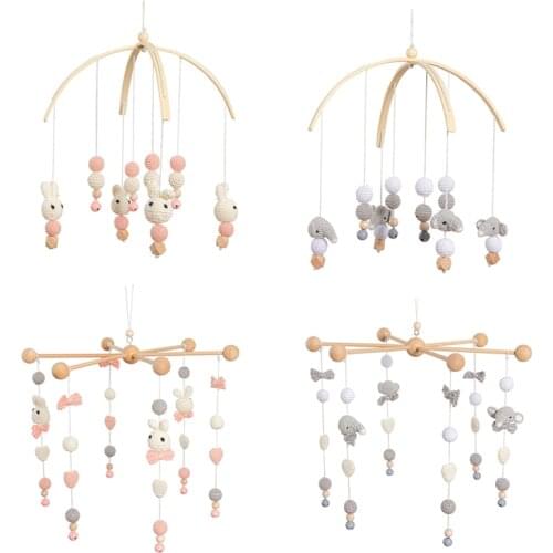 1set Baby Bed Bell Beads Mobile Beech Cartoon Animals Rattles Balls Kid Room Bed Hanging Decor Nursing Children Products