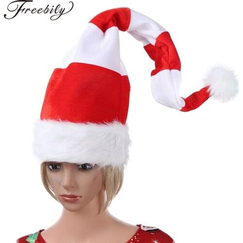 Christmas Hat Women Men Cute Stripes Cartoon Creative Santa Claus Hat Elf Style Christmas Hats Decorative Headdress Xmas Cap