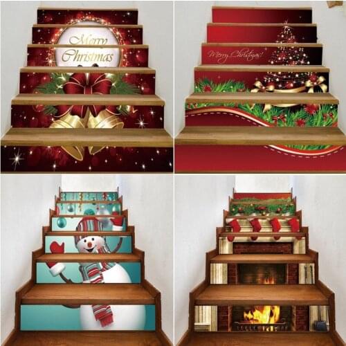 3D Vision Christmas Stairway Stickers Christmas Home Decor Wall Stickers Stair Decal Stairway Stickers Family Stair Riser Decor