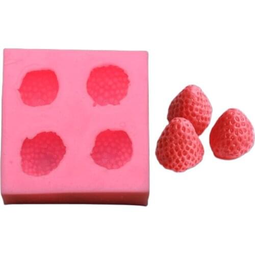 3d Silicone Mold 4-hole Strawberry Fondant Cake Silicone Mold Handmade Soap Mold DIY Chocolate Biscuit Mold Cake Decors M189