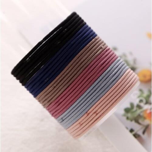 100pcs/lot 5CM Size Thin Elastic Rubber Bands 2MM Thick Korean Style Basic Girl Women Hair Accessories Tie Gum Hair Rope