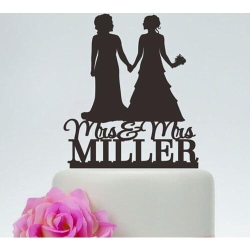 Lesbian Wedding Mrs and Mrs Cake Topper,Lesbian Silhouette Decoration,Same Sex Cake Topper,Custom Acrylic Same Sex Cake topper