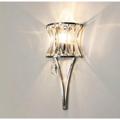 Villa hall chrome/gold wall Lighting Large Living Room Wall Lamp glass crystal shade Hotel lobby Corridor Bedside wall sconces