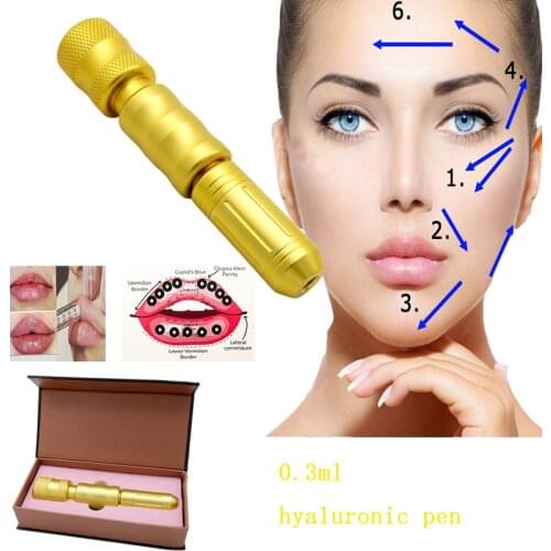 Rotating acid injection pen hyaluronic pen 0.3ml gold atomizer gun hialuron pen face lip filler injector Noninvasive Nebulizer