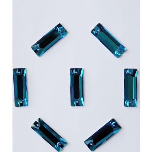 YANRUO Blue Zircon 3255 Cosmic Baguette Flatbacks Sewn Rhinestone for Sewing Crystal Stones DIY Garment Clothing