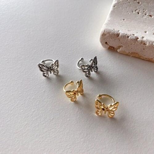 2021 Butterfly-shaped Metal Clip Womens Fake Cartilage Earrings for Girls, Without Perforation