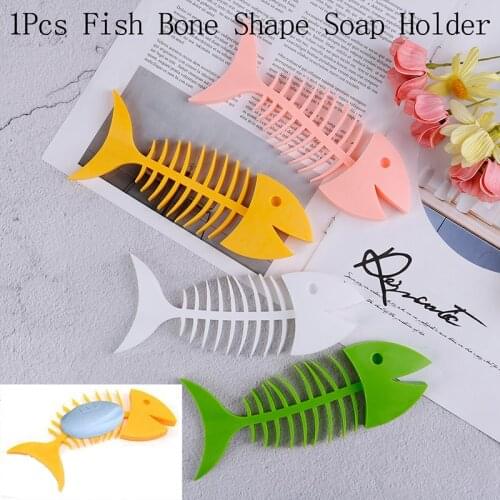 1Pc Creative Portable Dish Soap Shelf for Bathroom Kitchen Silicone Soap Box Fish Bone Shape Holder fish Box Saver traveling