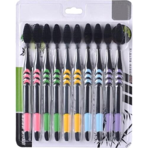10PCS/set Ultra Soft Bamboo Charcoal Nano Toothbrush Tooth Brush Dental Care Daily Care SANA889
