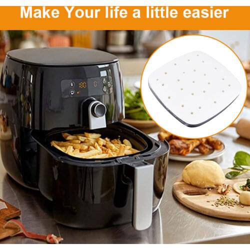 100pcs 7/8/9 Inch Non-stick Mat Steaming Baking Cooking Air Fryer Liners Perforated White Pot Oil Paper Accessories