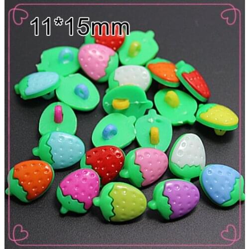 100PCS Mix Colors Fruits Strawberry plastic cartoon buttons 1 hole Sewing children Buttons