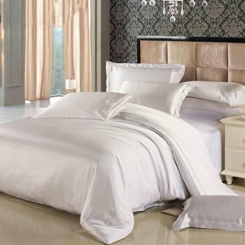 19 Momme 100% Mulberry Silk Sheets 4Pcs Duvet Comforter Cover Fitted Sheet Bedding Set for Full Bed